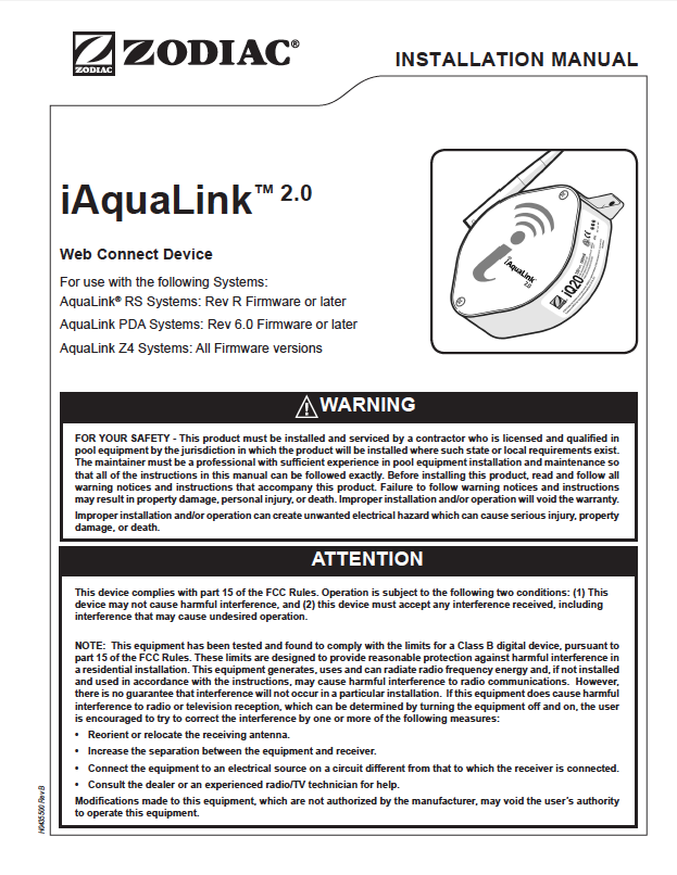 iAquaLink 2.0 Support